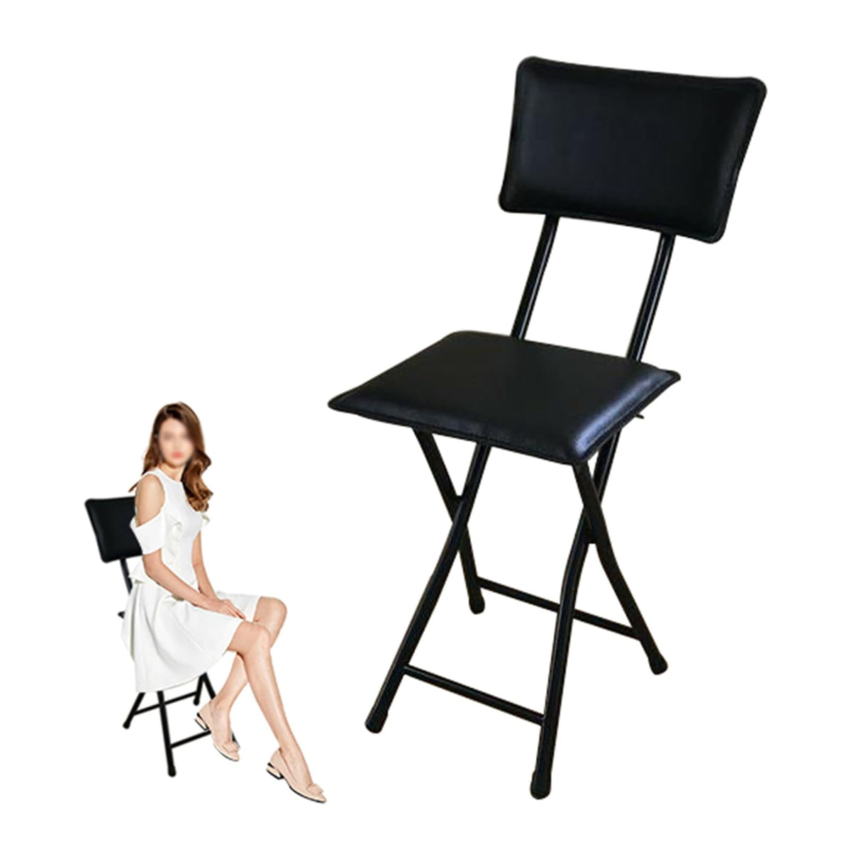 Foldable Counter Height Stool with Backrest N654