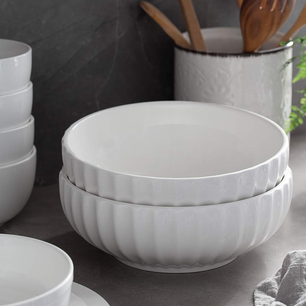 32 OZ Soup Bowls Set of 4 + 86 oz Ceramic Serving Dishes V2983