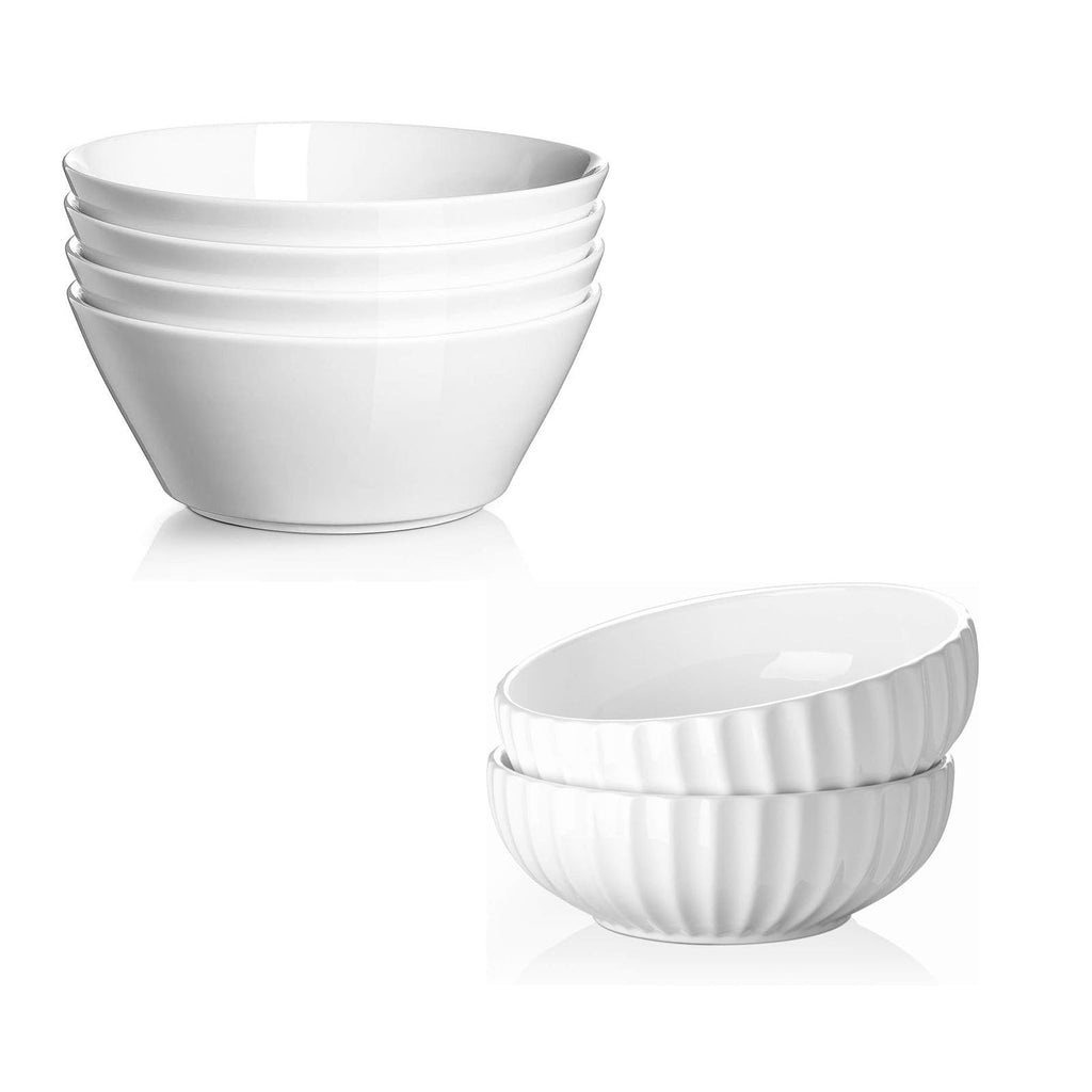 32 OZ Soup Bowls Set of 4 + 86 oz Ceramic Serving Dishes V2983