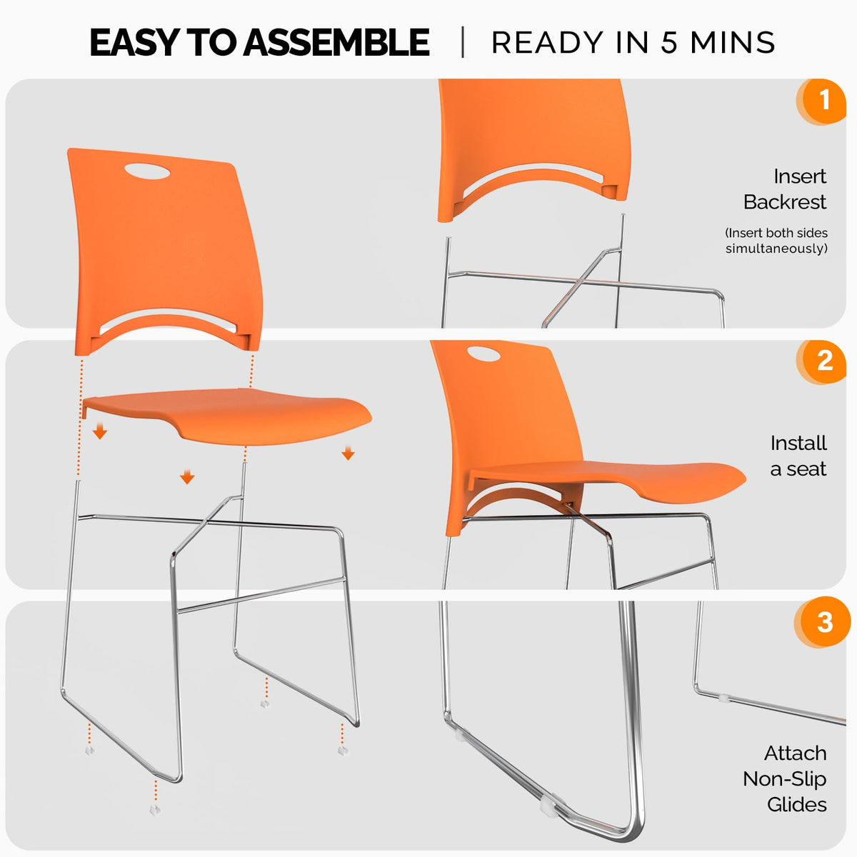 Orange Stacking Chairs Set of 4 M94658