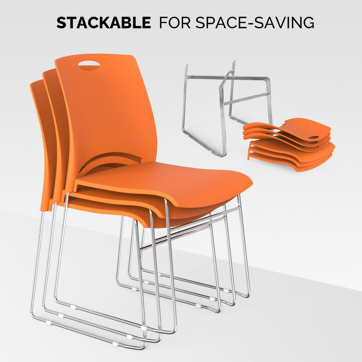 Orange Stacking Chairs Set of 4 M94658