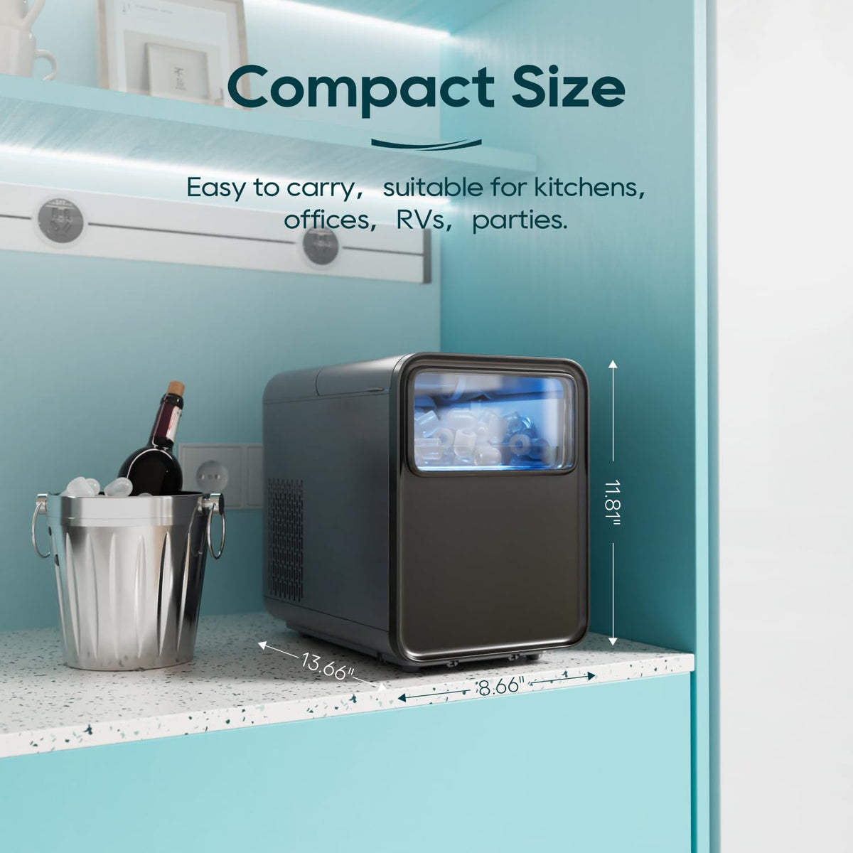 Countertop Ice Maker 9 Ice Cubes 26.5LBS/24H U355467