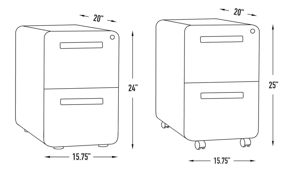 White 2 Drawer Mobile File Cabinet with Lock P528