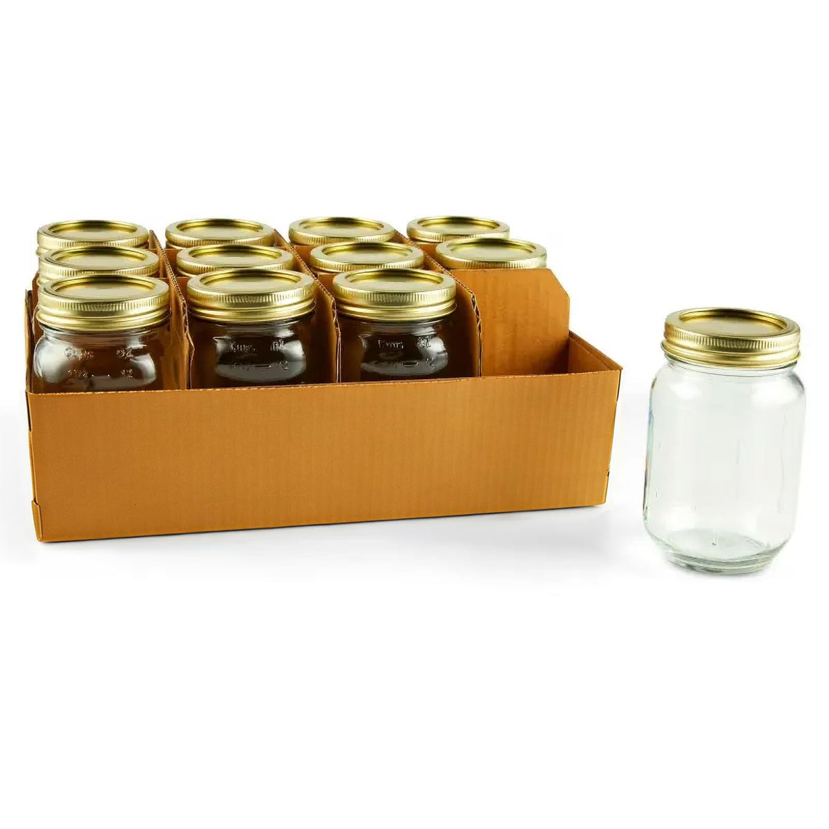 16 oz Pint Glass Mason Jars with Lids 12pk S91355