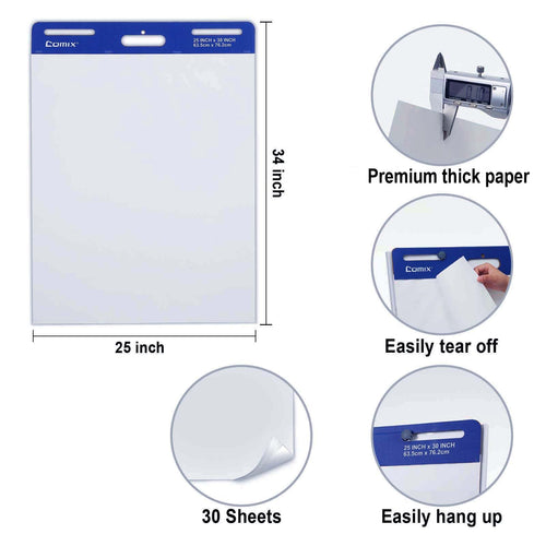25 x 30 Inch Flip Chart Pad, 30 Sheets, 4 Pads I390