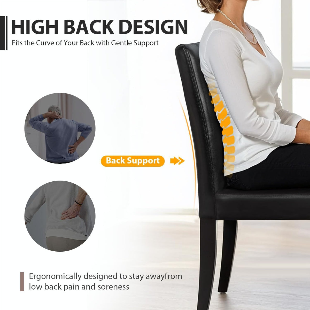 Black Set of 4 PU Leather Upholstered Dining Chairs with Solid Wood Legs R138