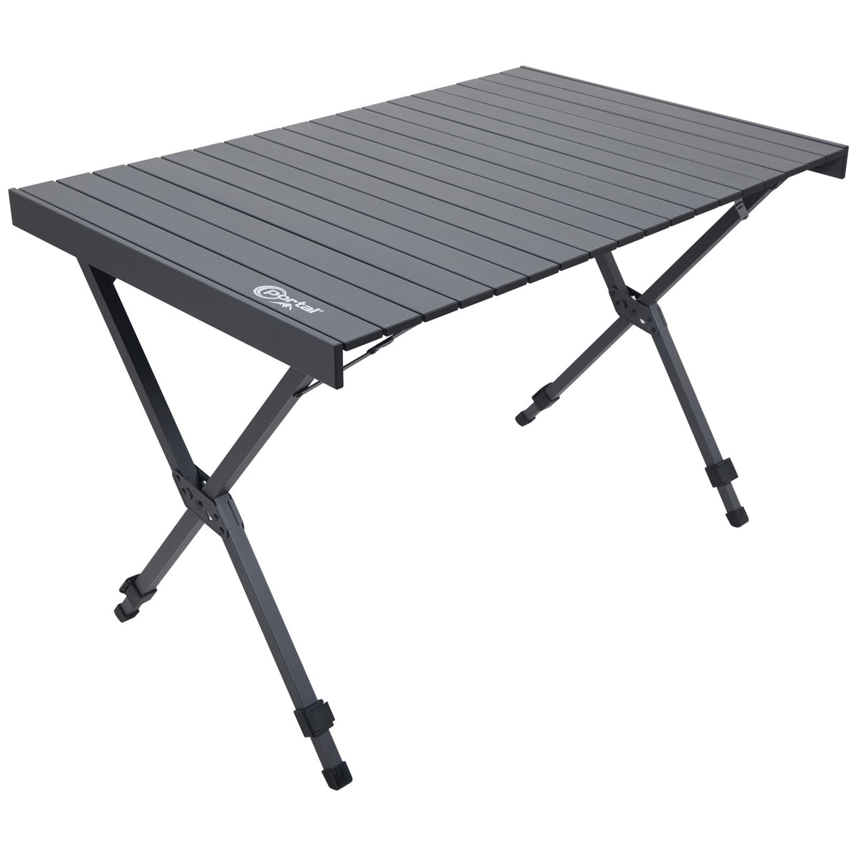 Folding Camping Table with Adjustable Height, Aluminum, Dark Gray T48082