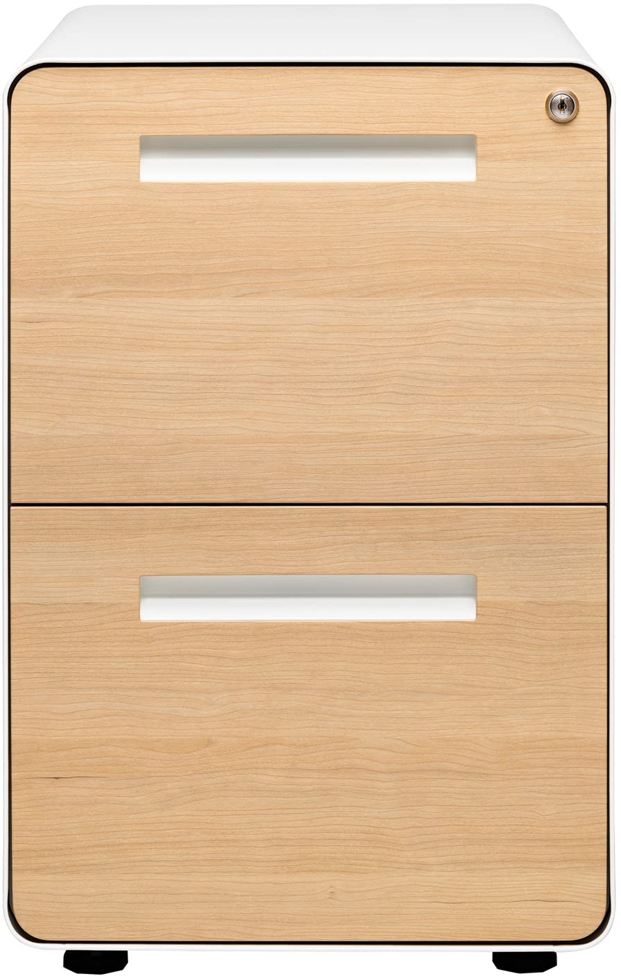White 2 Drawer Mobile File Cabinet with Lock P528