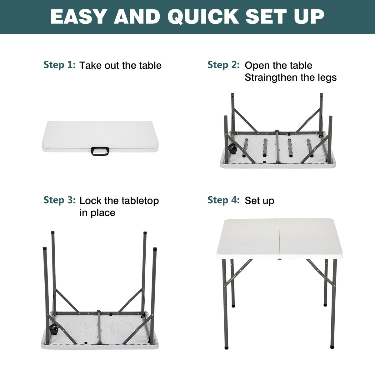 34" White Folding Plastic Table G9151