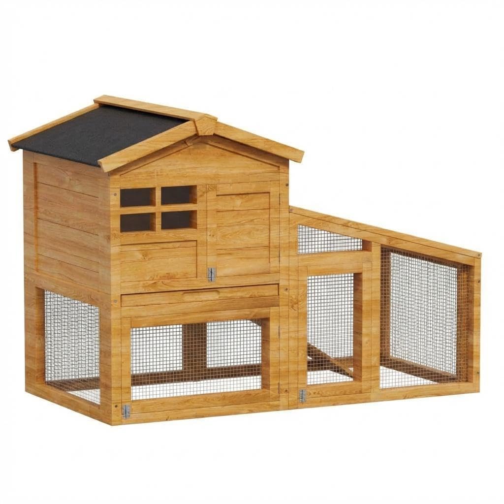54" 2-Tier Wooden Rabbit Hutch R584839