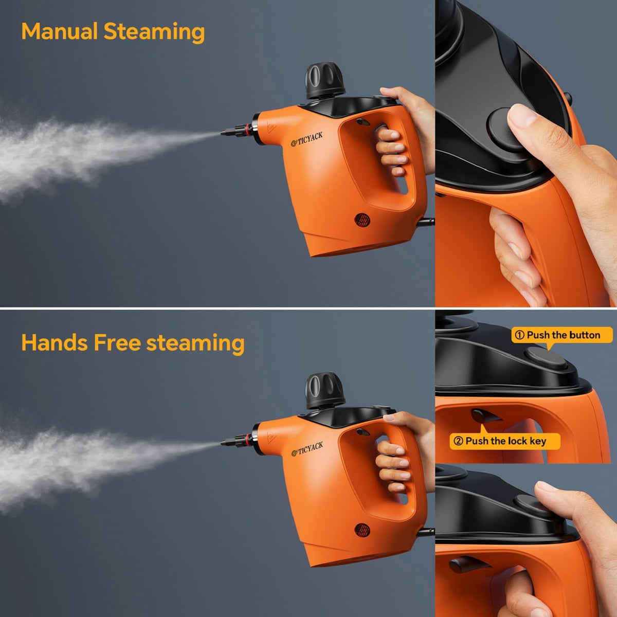 Handheld Steam Cleaner 500ML 16 PCS Orange O7859
