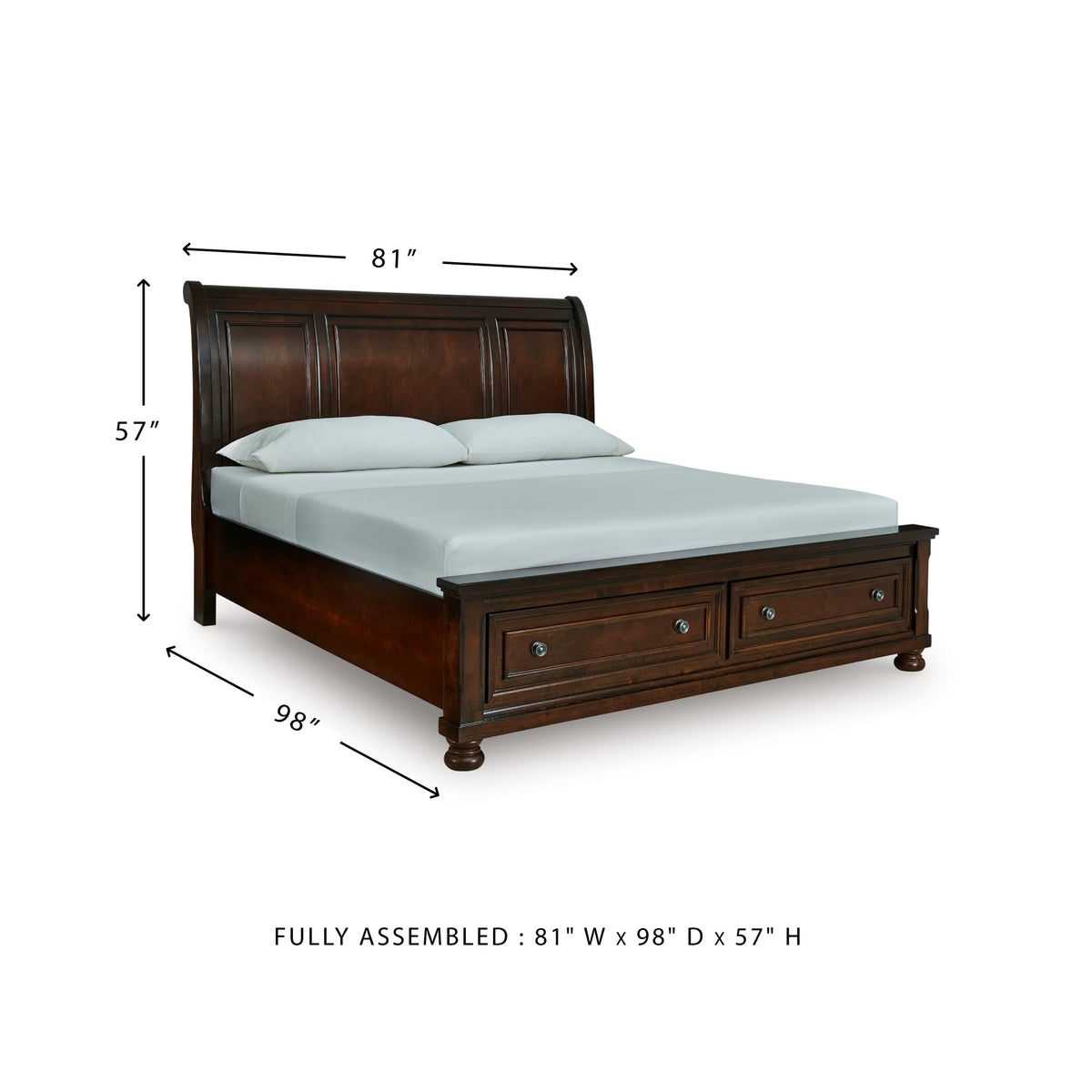 Cal King Sleigh Bed Frame with Storage M458557