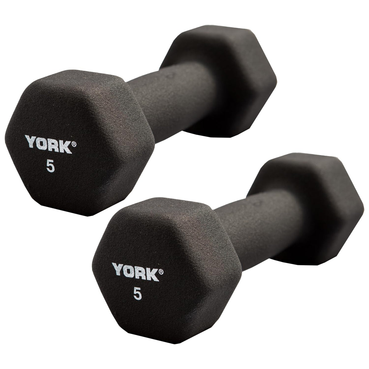 Neoprene Hexagon Dumbbells with Cast Ergo Handle, 5lb Pack of 2 Y11523