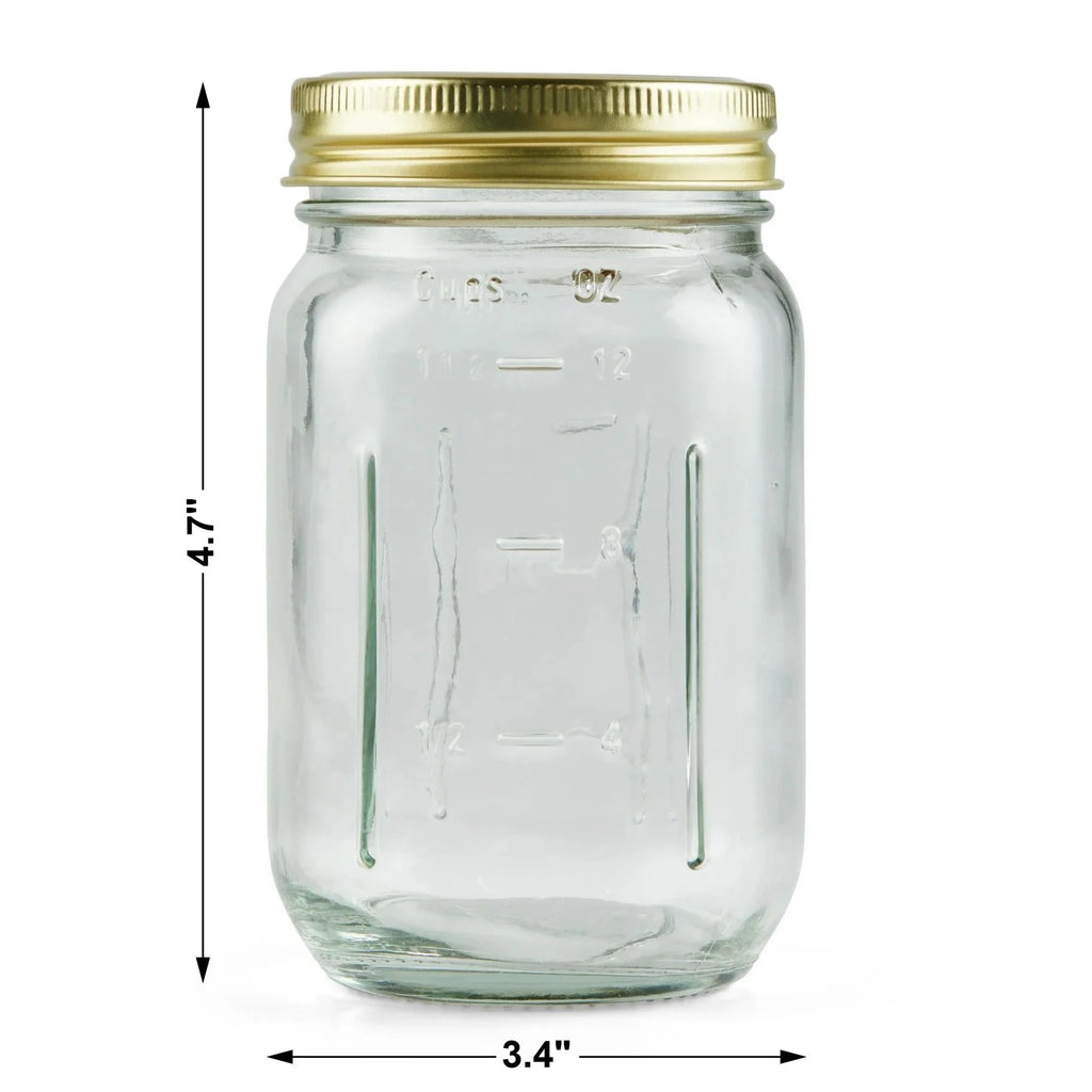 16 oz Pint Glass Mason Jars with Lids 12pk S91355