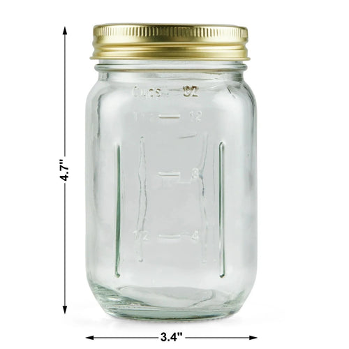 16 oz Pint Glass Mason Jars with Lids 12pk S91355