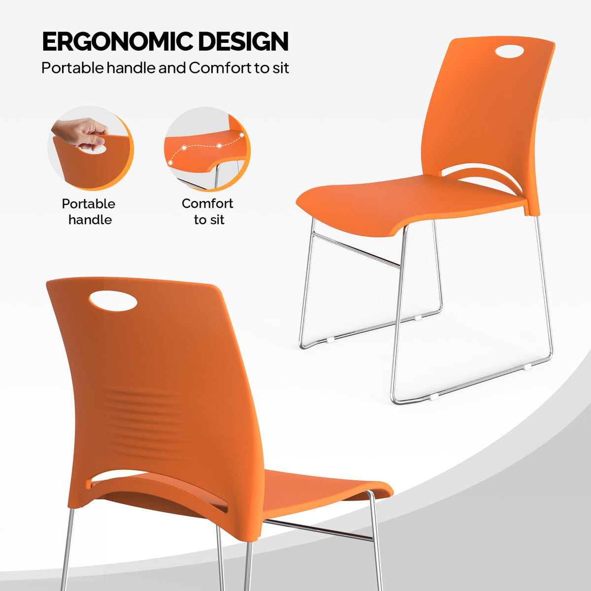 Orange Stacking Chairs Set of 4 M94658