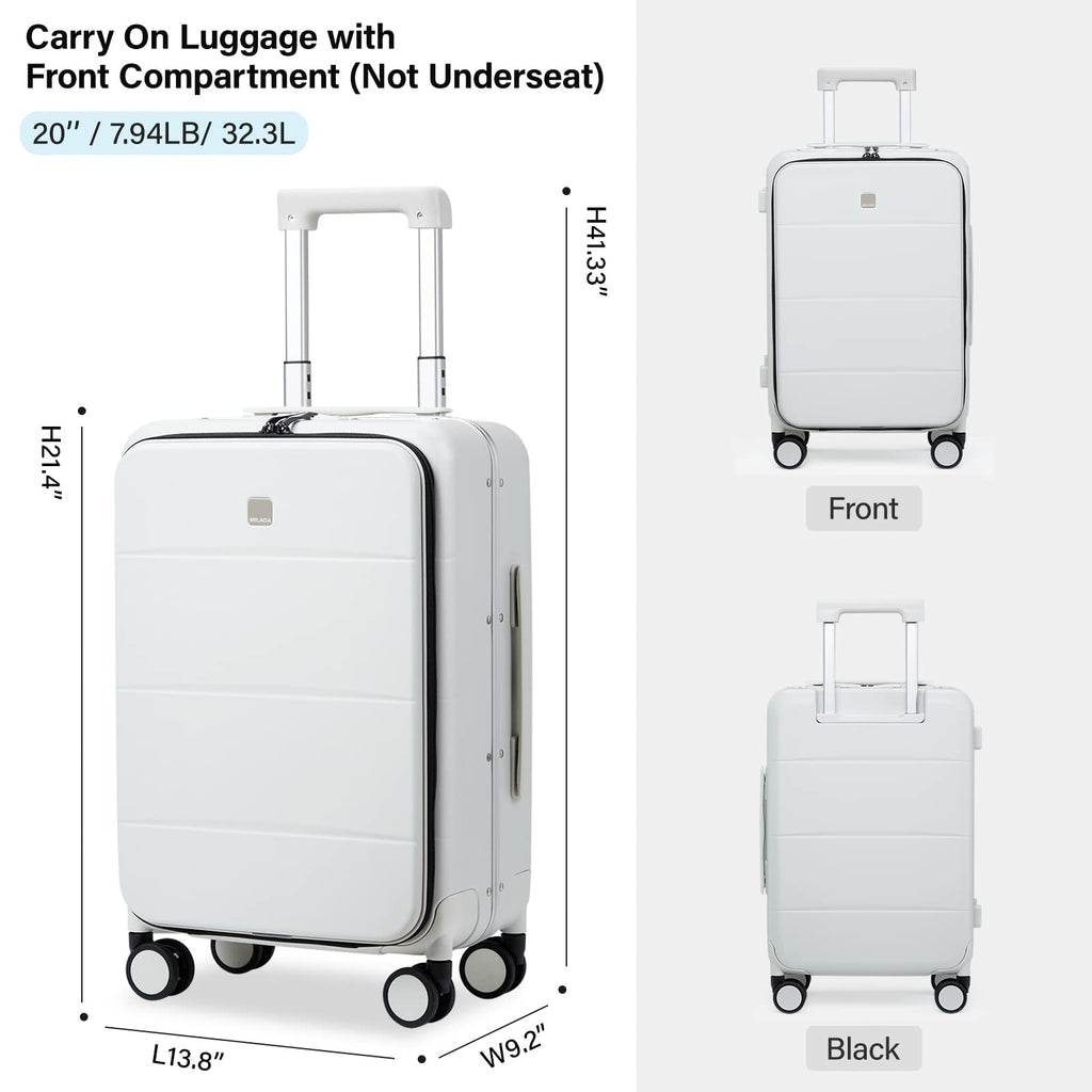 Smoke White 20 Inch Hard Shell Carry On Luggage K4296