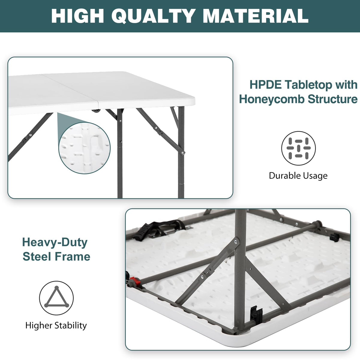 34" White Folding Plastic Table G9151