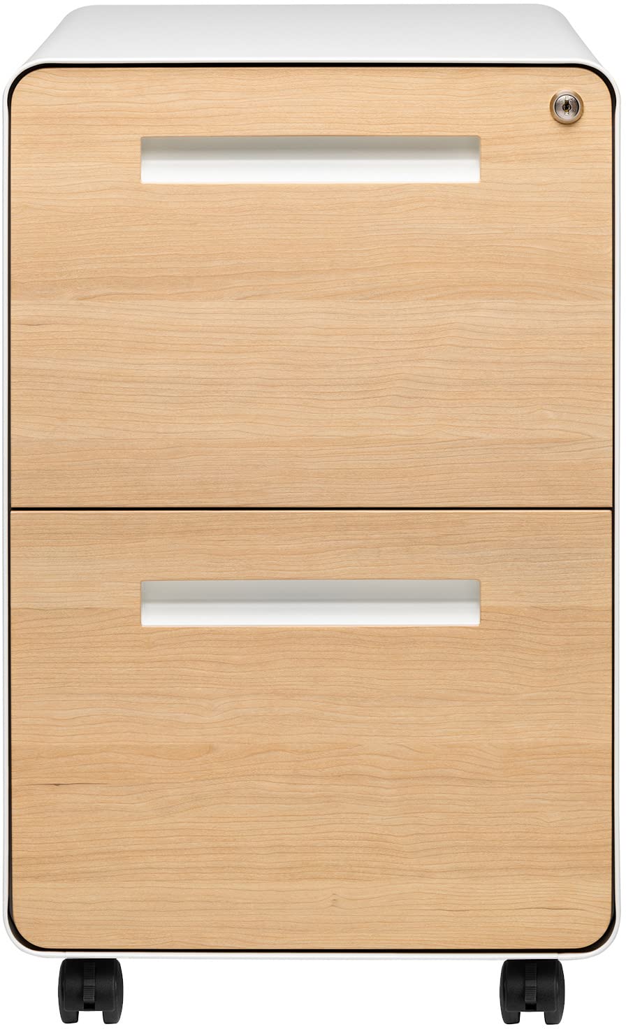 White 2 Drawer Mobile File Cabinet with Lock P528