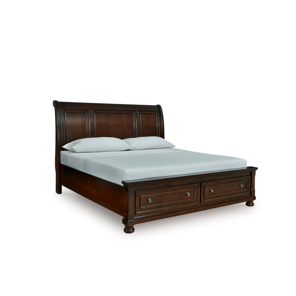 Cal King Sleigh Bed Frame with Storage M458557