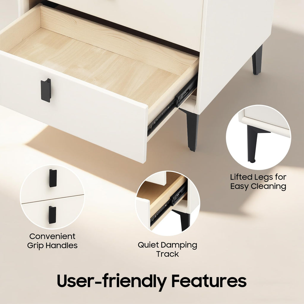 LED Nightstand with Charging Station and Drawers J4790