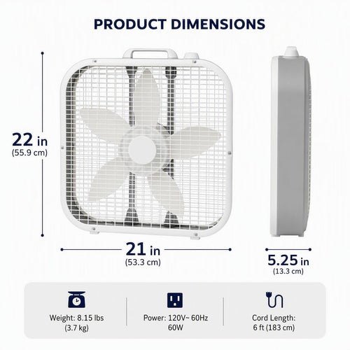 20 Inch 3 Speed Square Cooling Fan R594