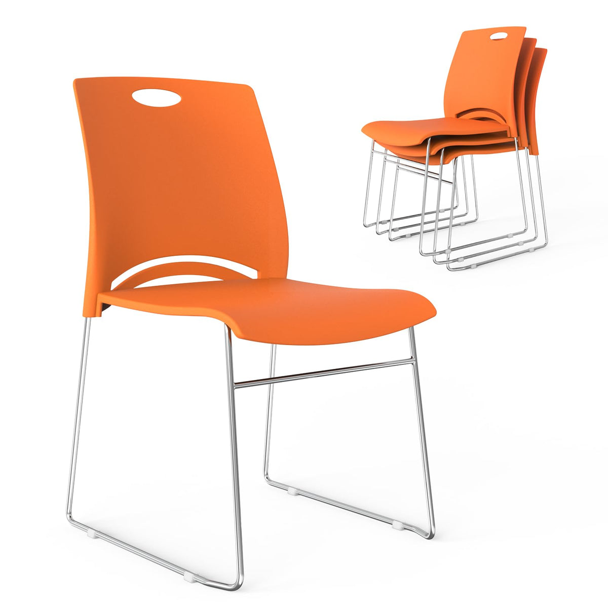 Orange Stacking Chairs Set of 4 M94658