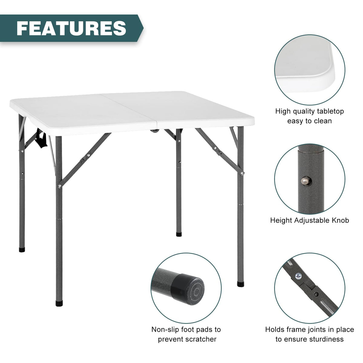 34" White Folding Plastic Table G9151