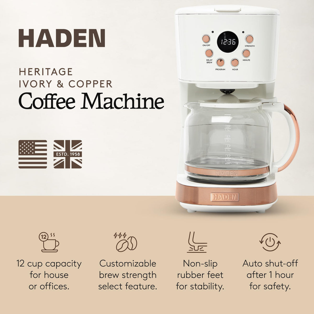 12 Cup Programmable Drip Coffee Maker H833