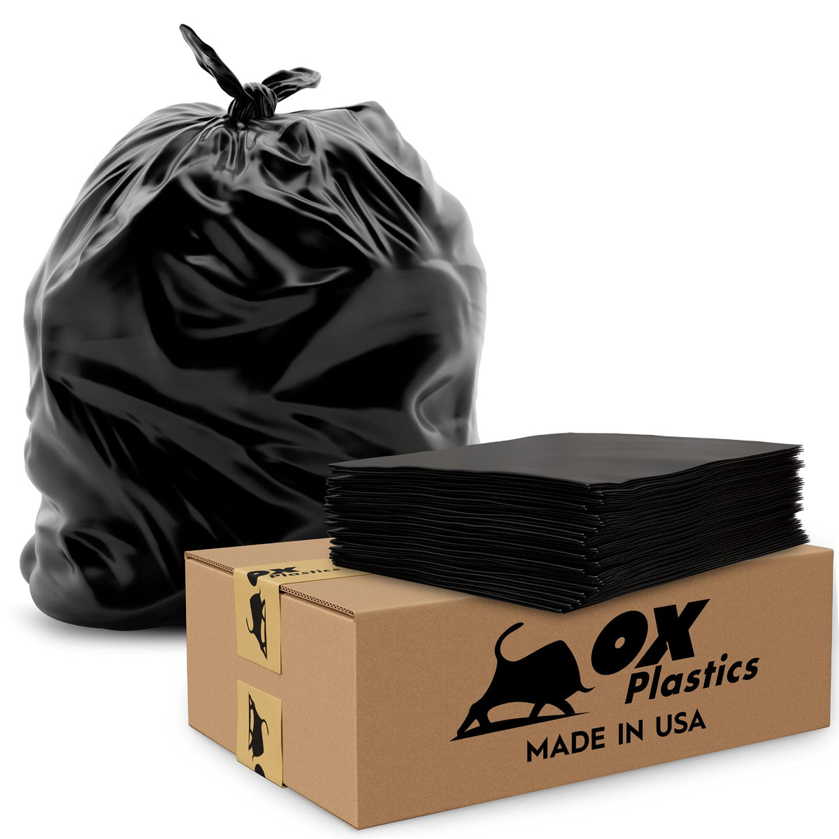 55 Gallon 4mil Black Trash Can Liners Bags, 35 Count W27632