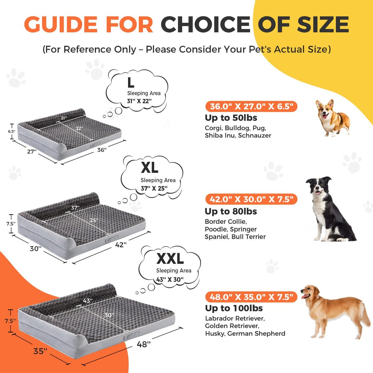 XL Orthopedic Dog Bed Grey C716350