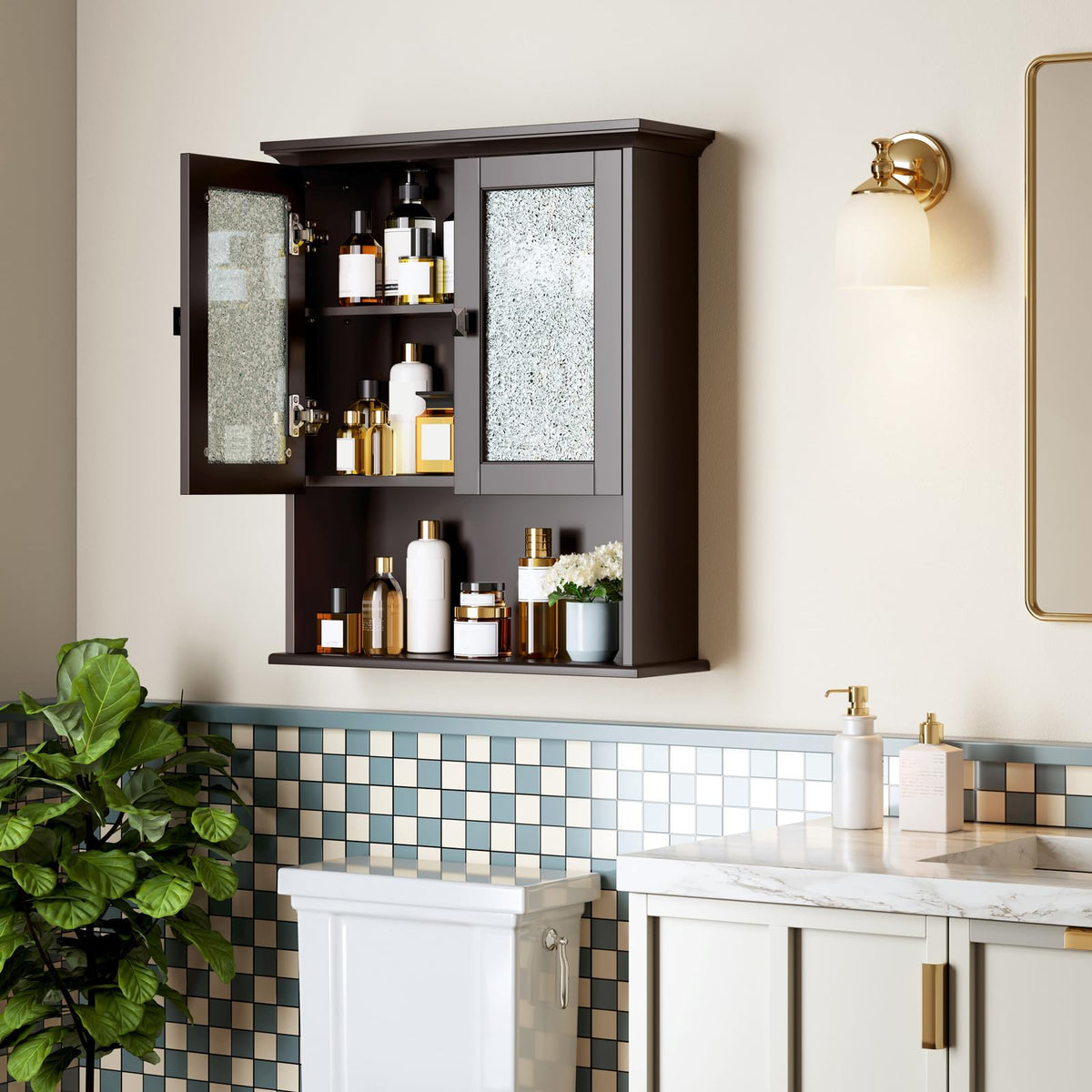 Wall Mount Bathroom Cabinet with Glass Door B245006