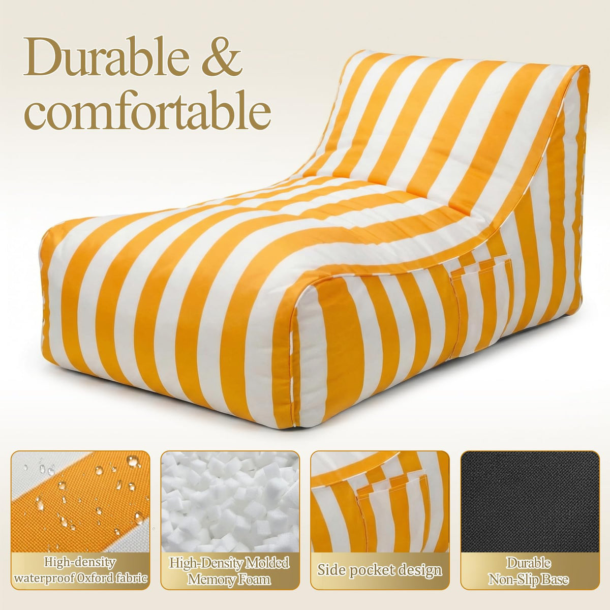 Yellow Memory Foam Bean Bag Chair U726