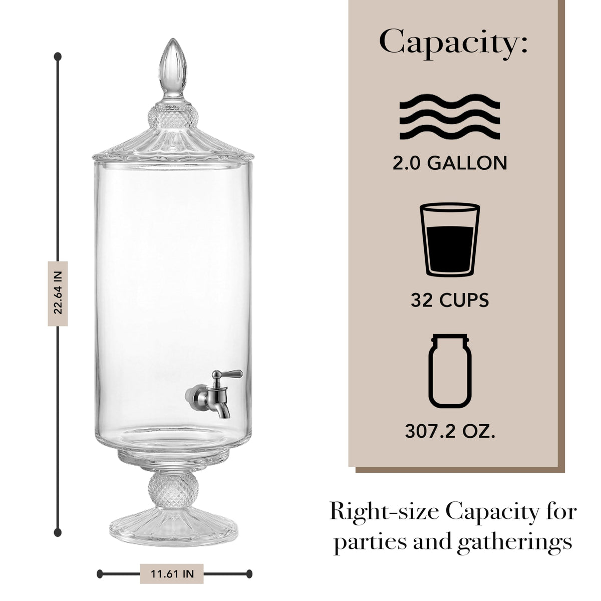 Glass Beverage Dispenser 2 Gal F8321
