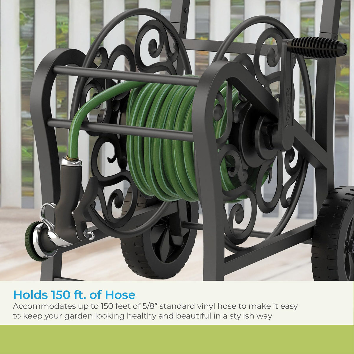 Metal 150' Hose Cart with Flat-Free Wheels O625