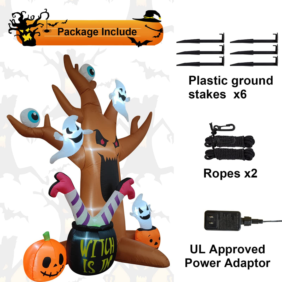8 Ft Halloween Inflatable Tree with Built-in LED Lights J34517