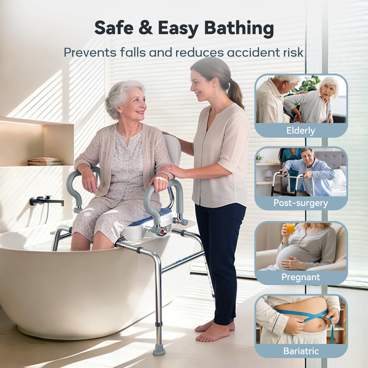 Sliding Shower Chair with Swivel Seat W334