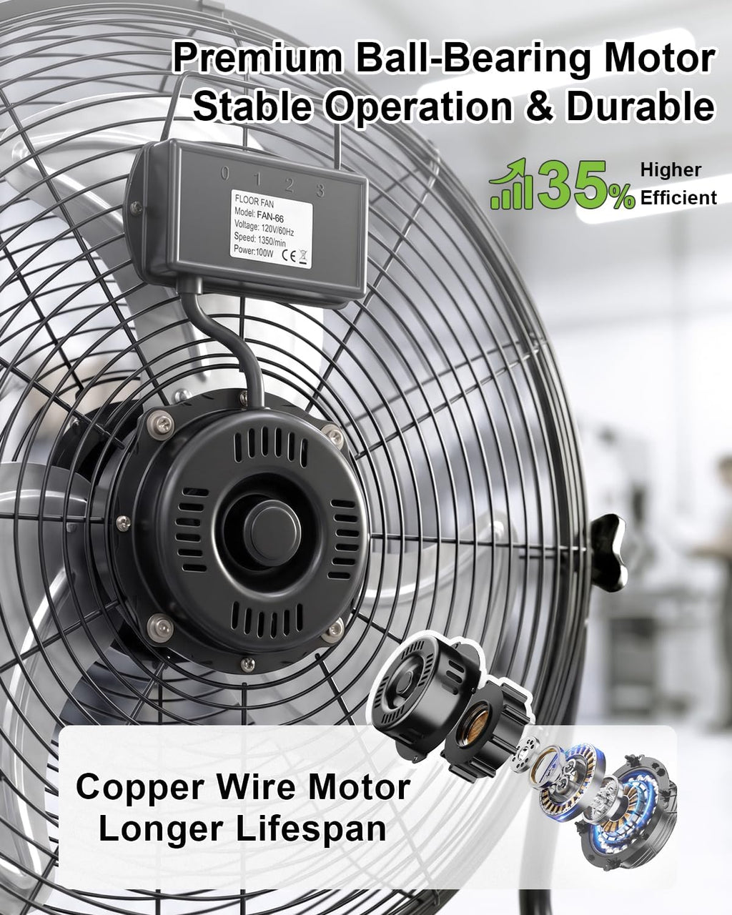 18" Industrial High Velocity Floor Fan with Remote X1033