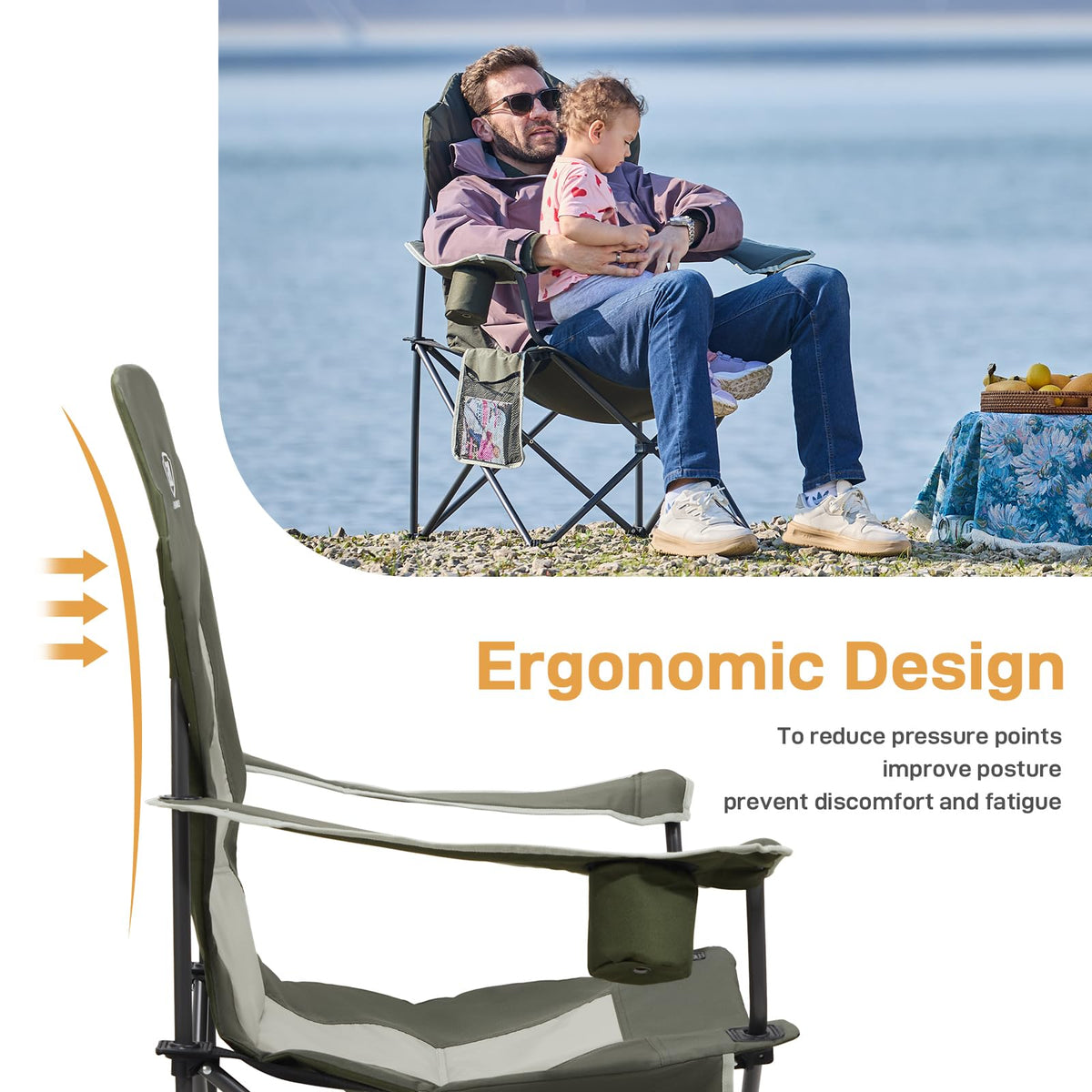 Folding Camping Chairs 2 Pack Green I18724