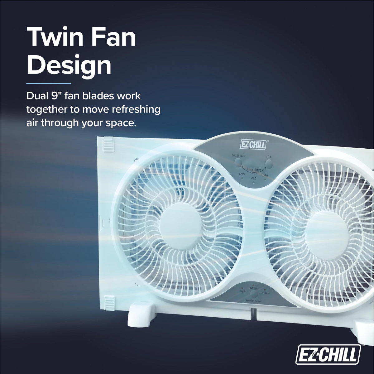 9” Window Fan with Remote Control, 3 Speed Dual Fans, White X922