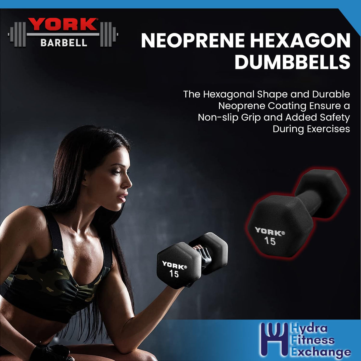 Neoprene Hexagon Dumbbells with Cast Ergo Handle, 5lb Pack of 2 Y11523