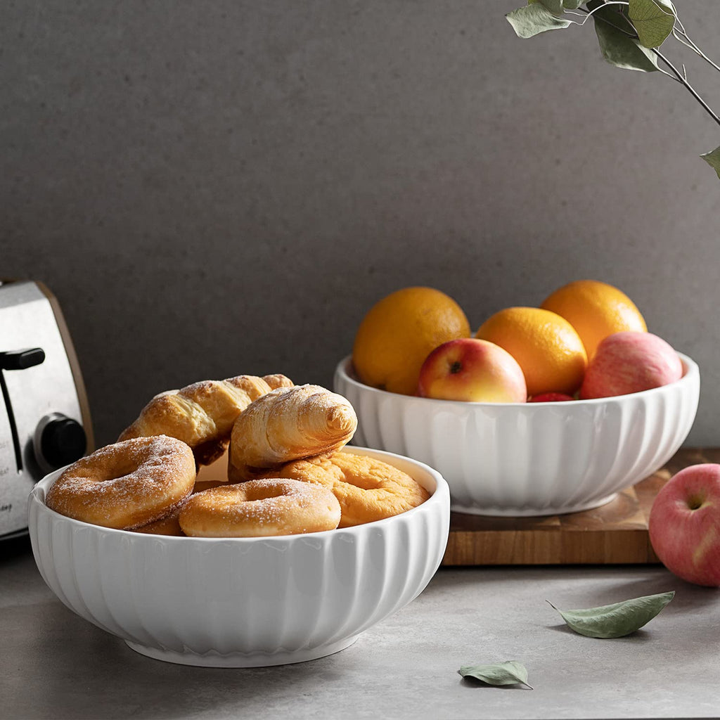 32 OZ Soup Bowls Set of 4 + 86 oz Ceramic Serving Dishes V2983
