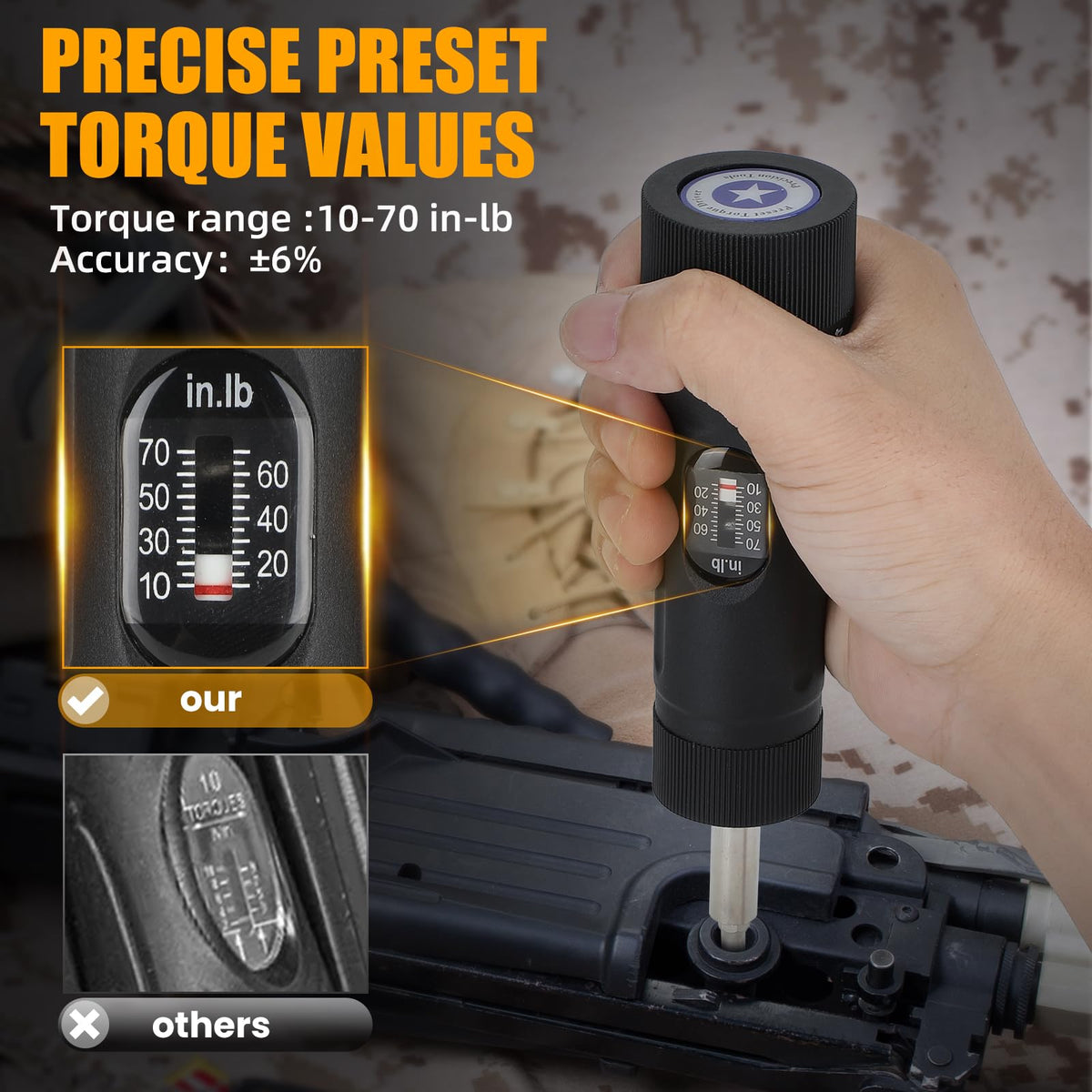 Torque Screwdriver with 12 Pieces Interchangeable Bits 1/4" Drive Black L420