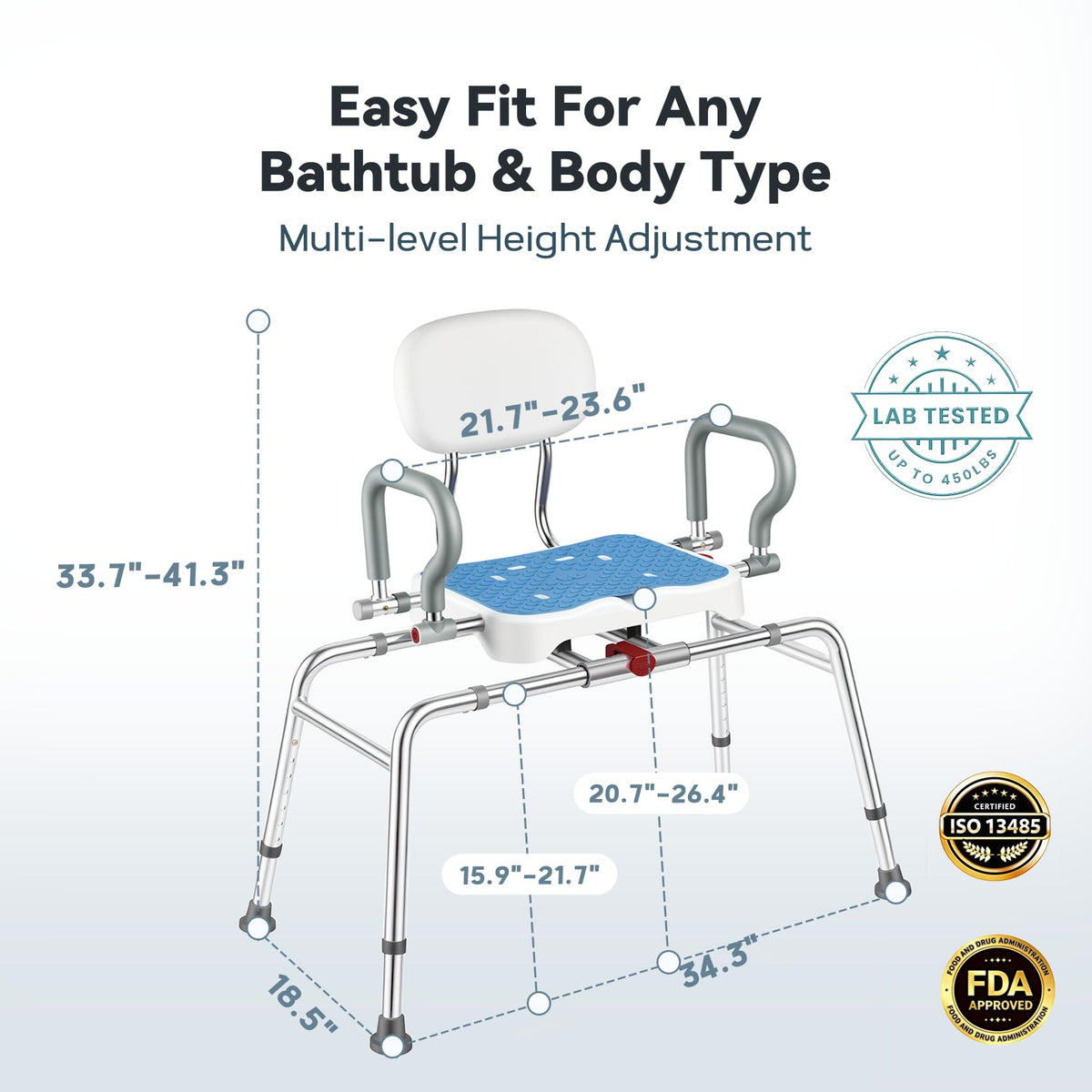 Sliding Shower Chair with Swivel Seat W334