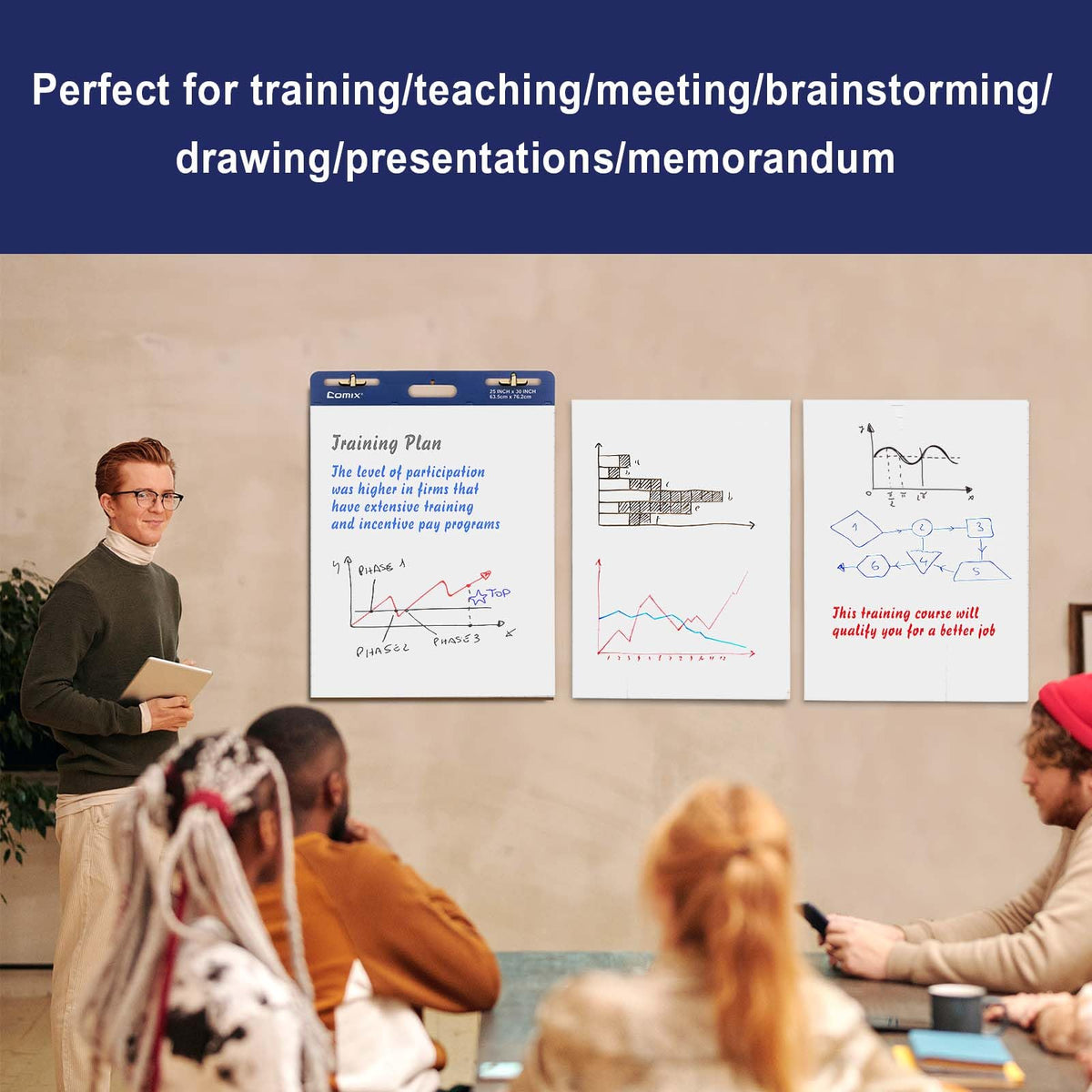 25 x 30 Inch Flip Chart Pad, 30 Sheets, 4 Pads I390