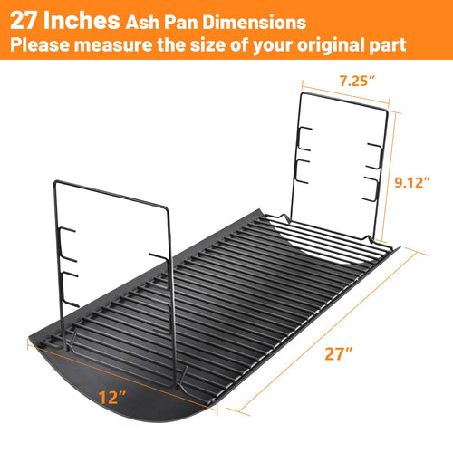 27” Ash Pan Charcoal Tray Replacement with 2Pcs Fire Grate Hanger H890470