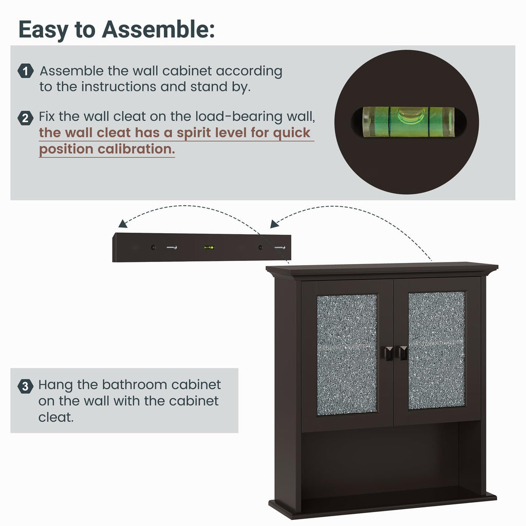 Wall Mount Bathroom Cabinet with Glass Door B245006