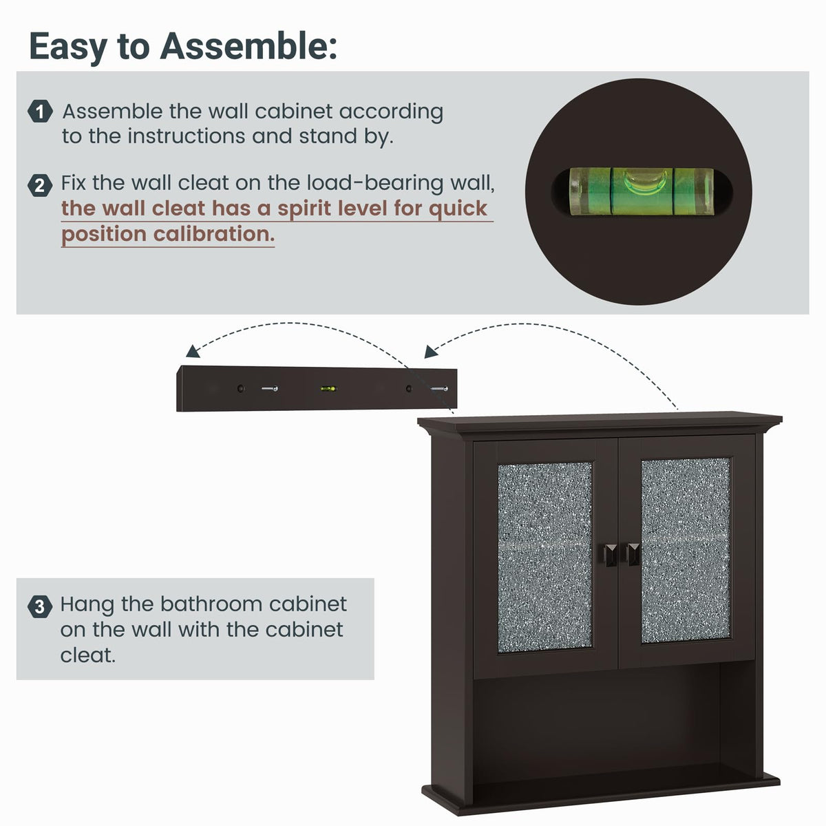 Wall Mount Bathroom Cabinet with Glass Door B245006
