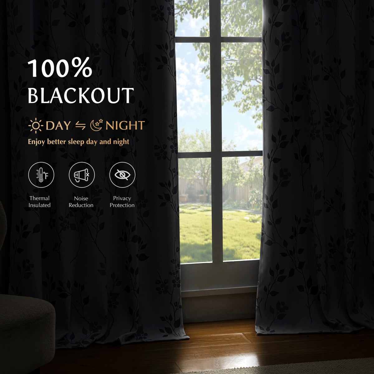 Grey White 100x84 Blackout Curtains V91193