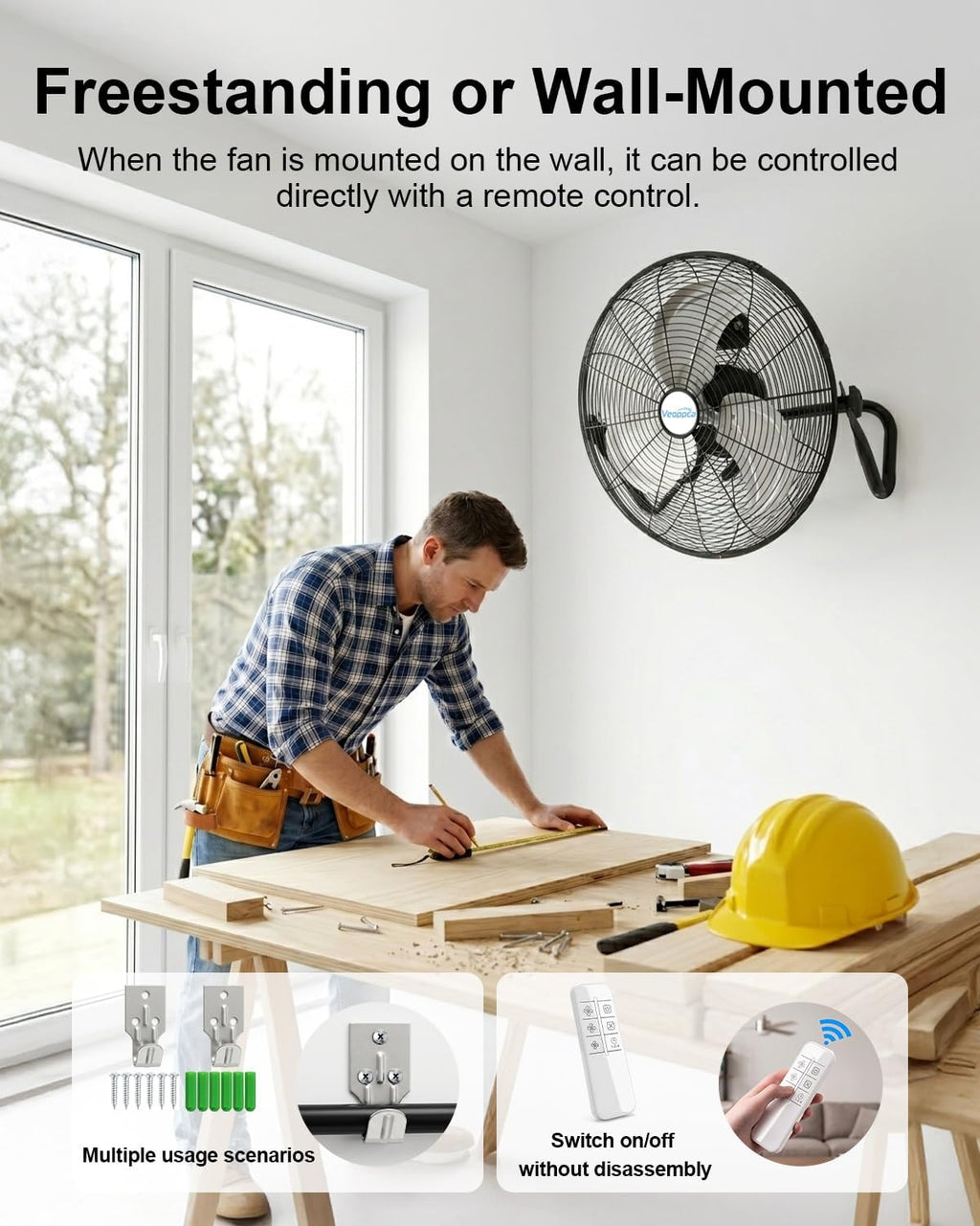 18" Industrial High Velocity Floor Fan with Remote X1033